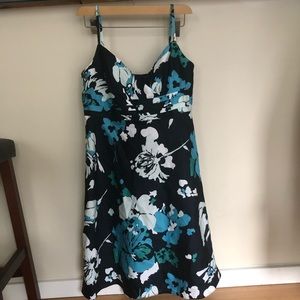 Ann Taylor 4P blue floral spaghetti strap dress
